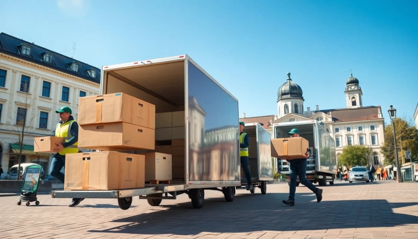 Professionelles Umzugsteam bei einem Firmenumzug Potsdam.