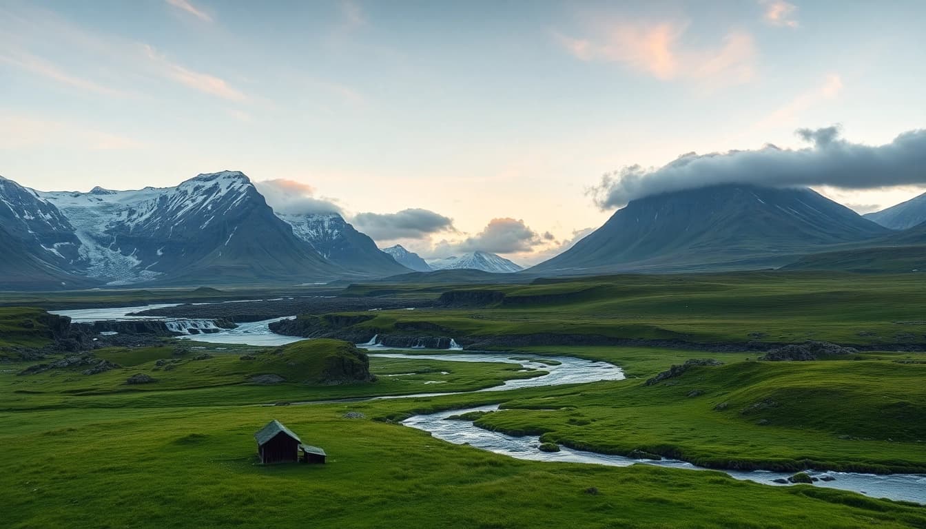 Erleben Sie die atemberaubende Landschaft während Ihrer Reise nach Island mit Gletschern und Wasserfällen.