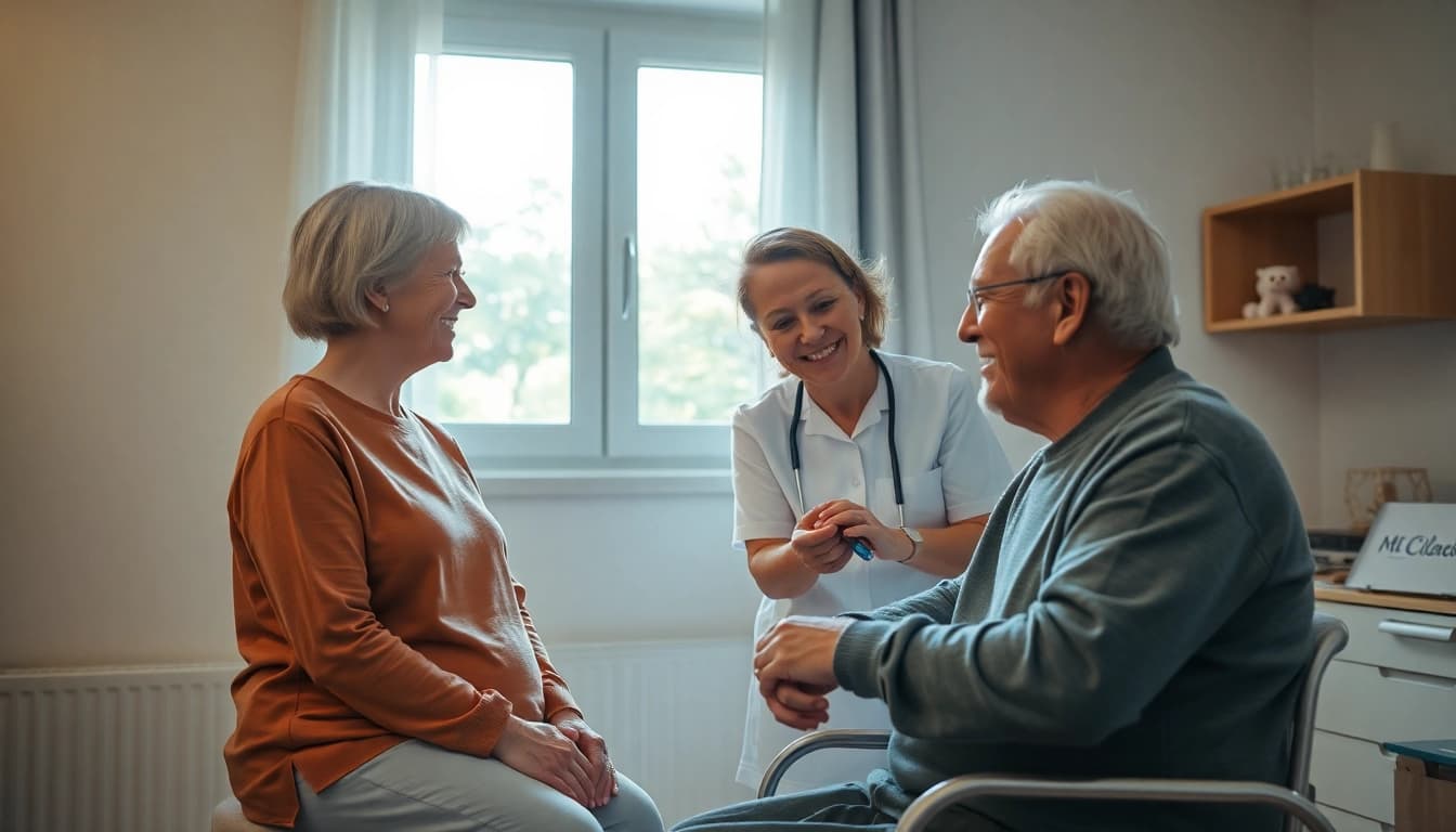 Pflegedienst unterstützt ältere Menschen in ihrem Zuhause mit persönlicher Pflege.
