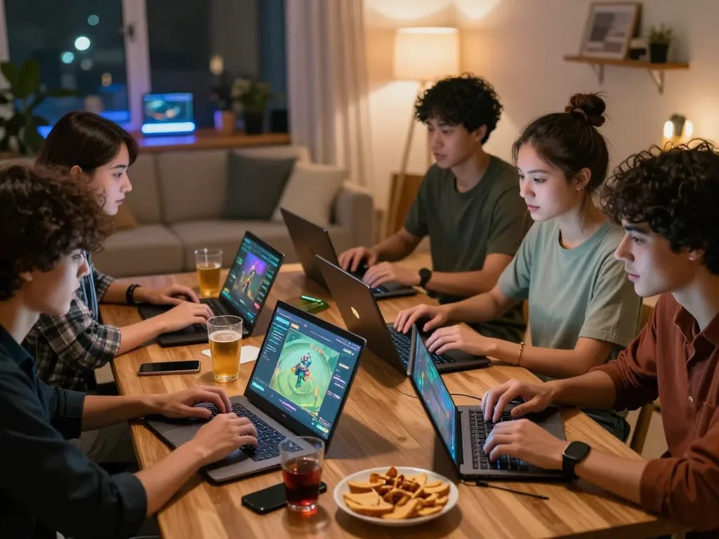 Engaging online gaming experience on rikvip platform with friends enjoying a fun night.