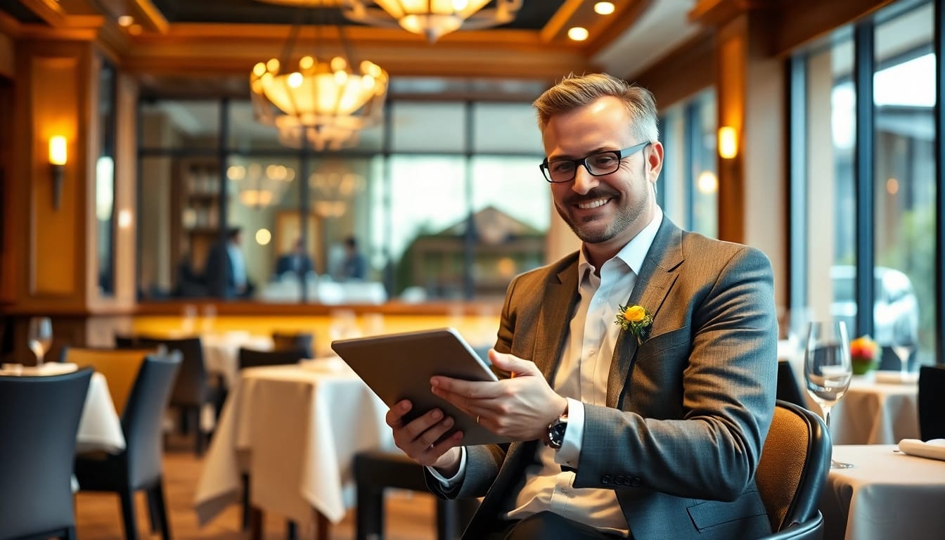Headhunter Gastronomie bei der Arbeit in einem eleganten Restaurant.
