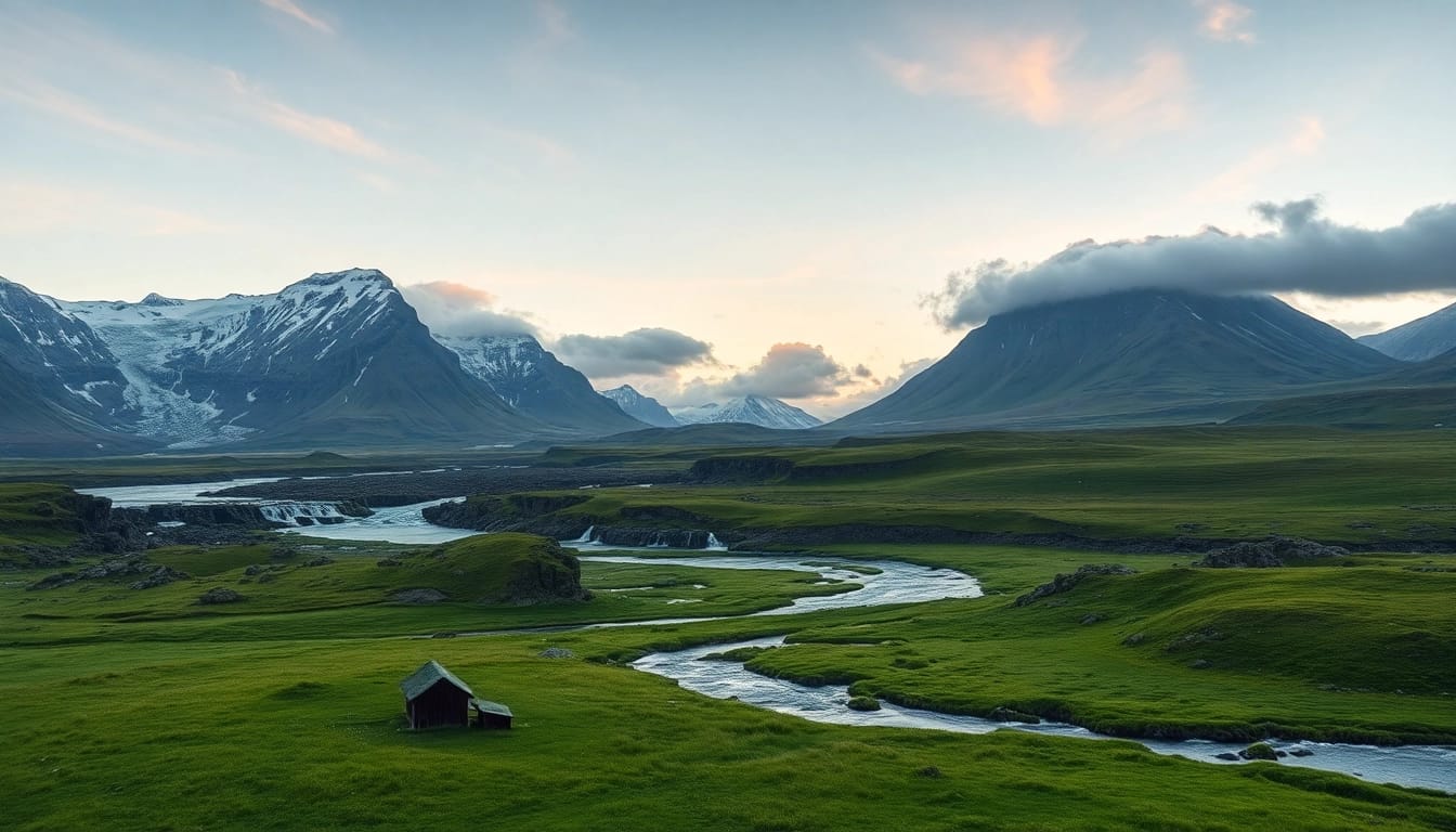 Erleben Sie die atemberaubende Landschaft während Ihrer Reise nach Island mit Gletschern und Wasserfällen.