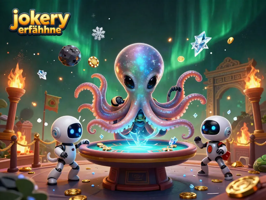 Experience exciting gameplay at Jokery as our vibrant octopus character operates a holographic poker table.