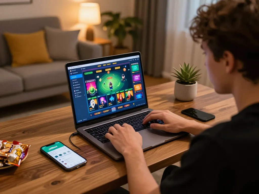 Playing casino games on ai88bet in a cozy home environment.