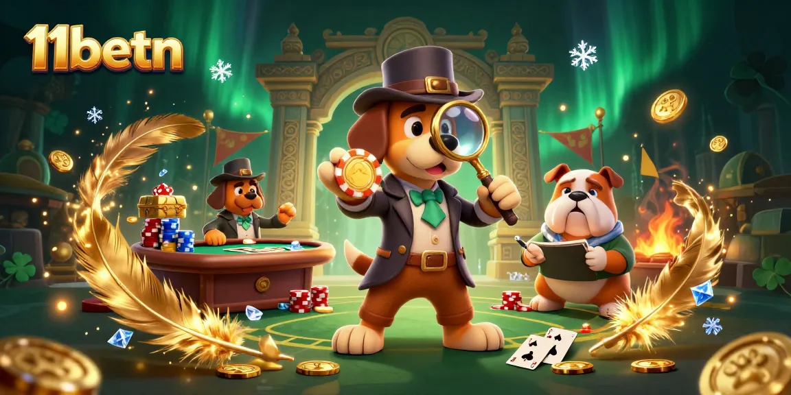 Engage with top-tier poker strategies at 11betn through a vibrant 3D casino illustration featuring characters.