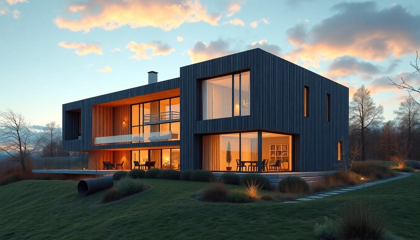 3d visualisierung eines modernen Hauses im Freien mit natürlichem Licht und klar strukturiertem Design
