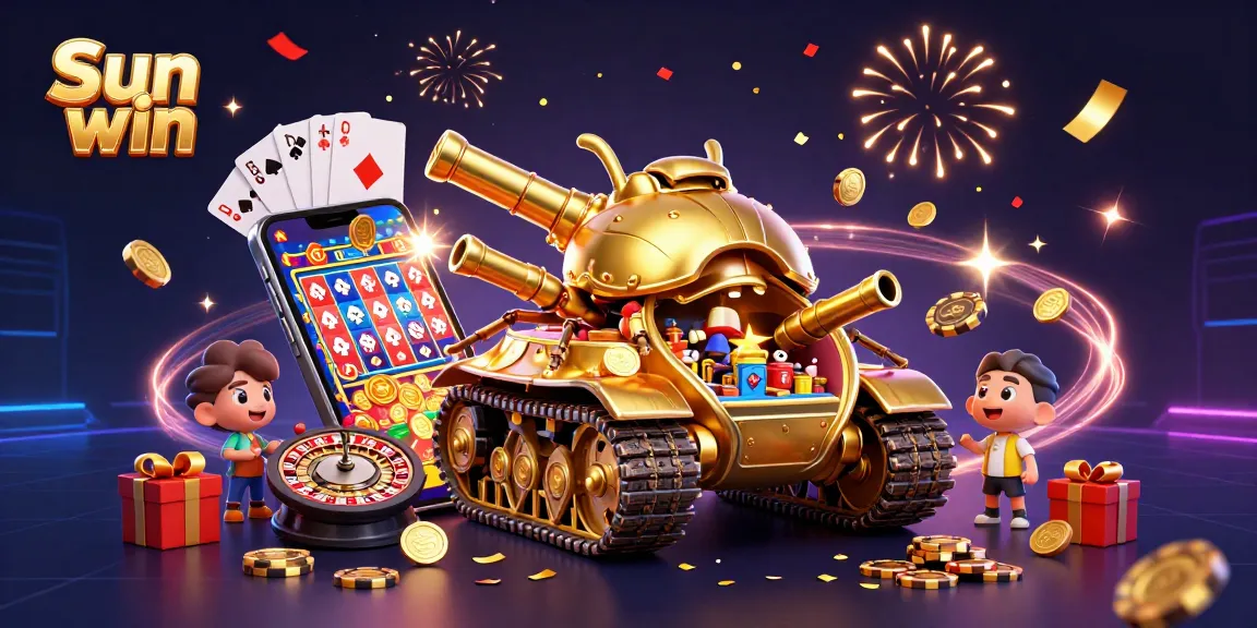 Engage in thrilling gameplay at Sun win, featuring exciting casino elements like confetti and poker chips.