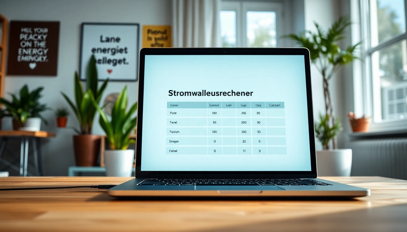 Efficient Nutzung des Stromvergleichsrechners für optimale Energiepreise in einem modernen Büro.