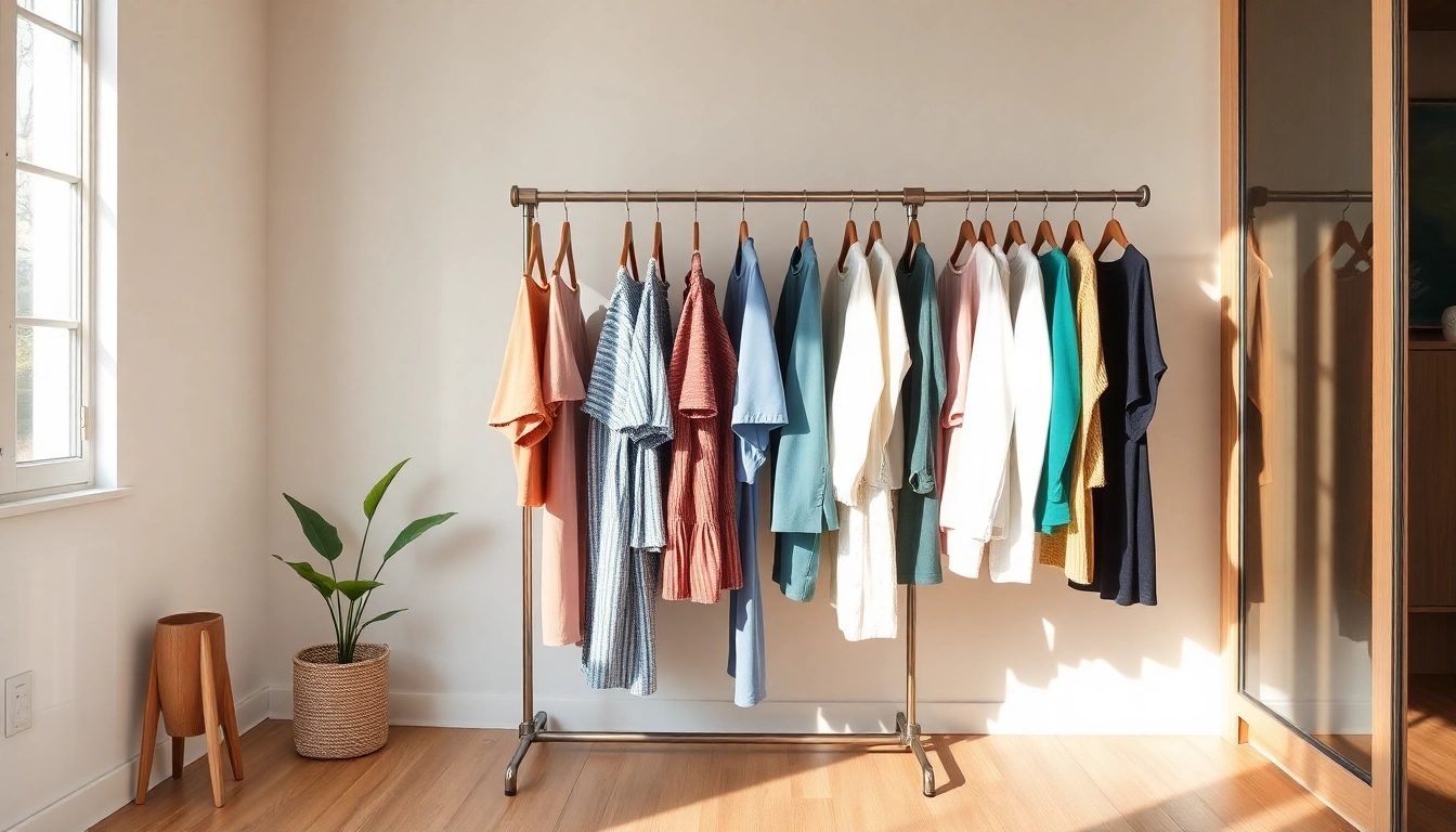 Showcase premium kleiderbügel elegantly arranged on a modern rack, highlighting quality craftsmanship and design.