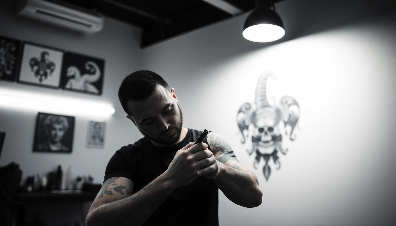 Tattoo Studio München: Ein talentierter Tätowierer bei der Arbeit an einem einzigartigen Tattoo.