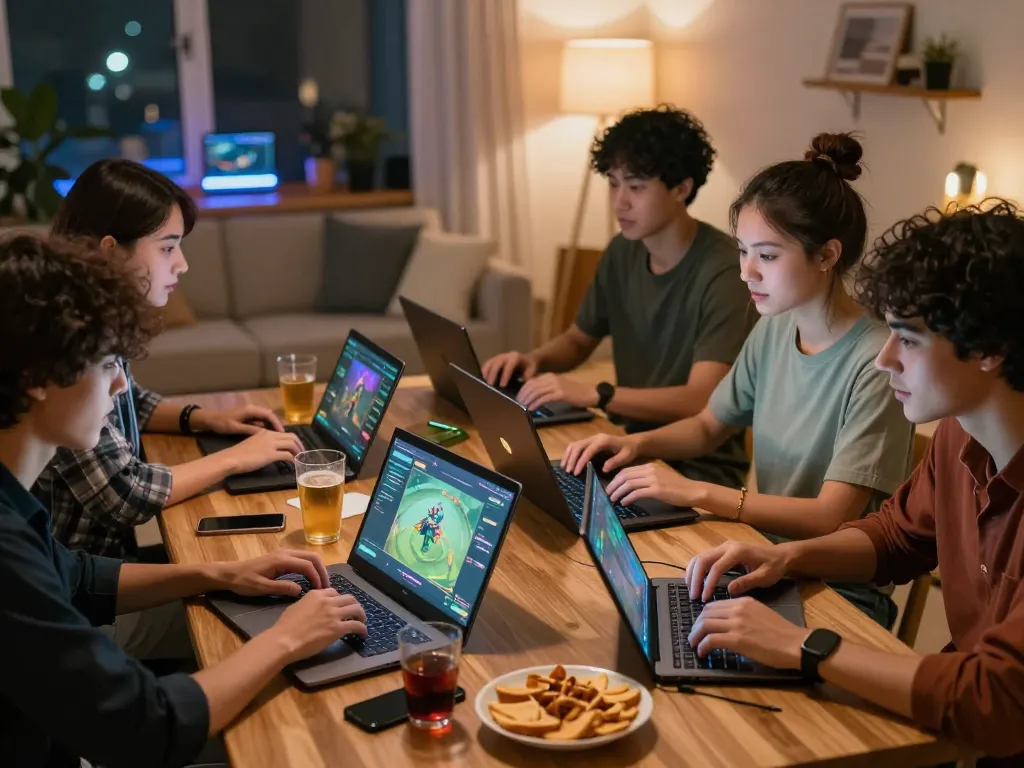 Engaging online gaming experience on rikvip platform with friends enjoying a fun night.