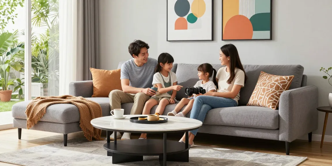 Erleben Sie möbel günstig kaufen in einem gemütlichen modernen Wohnzimmer mit stilvollen Möbeln und familiärer Wärme.