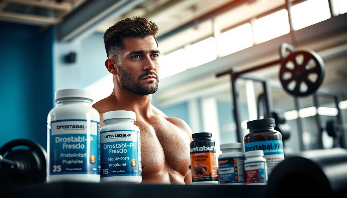 Drostabal-P Masteron Propionate in use by a focused athlete lifting weights in a bright gym.