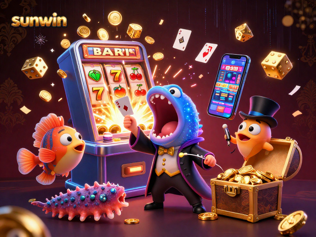 sunwin features vibrant casino elements with colorful jackpots in a magical underwater scene