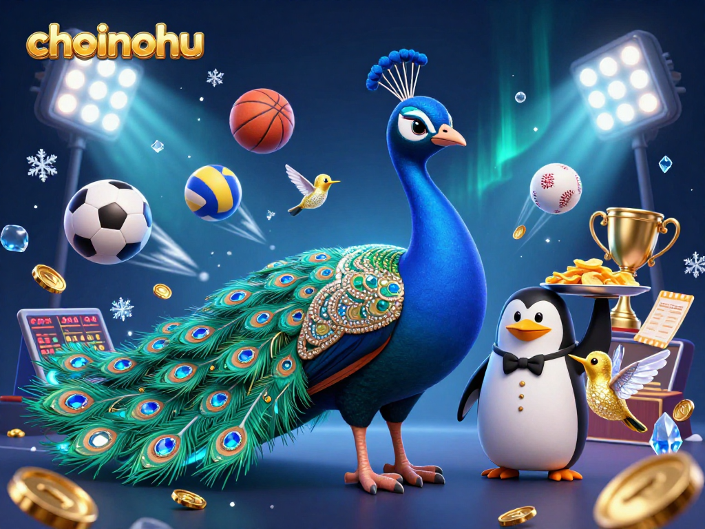 Bet on choinohu with vibrant casino elements and animated sports themes in this dynamic 3D illustration.
