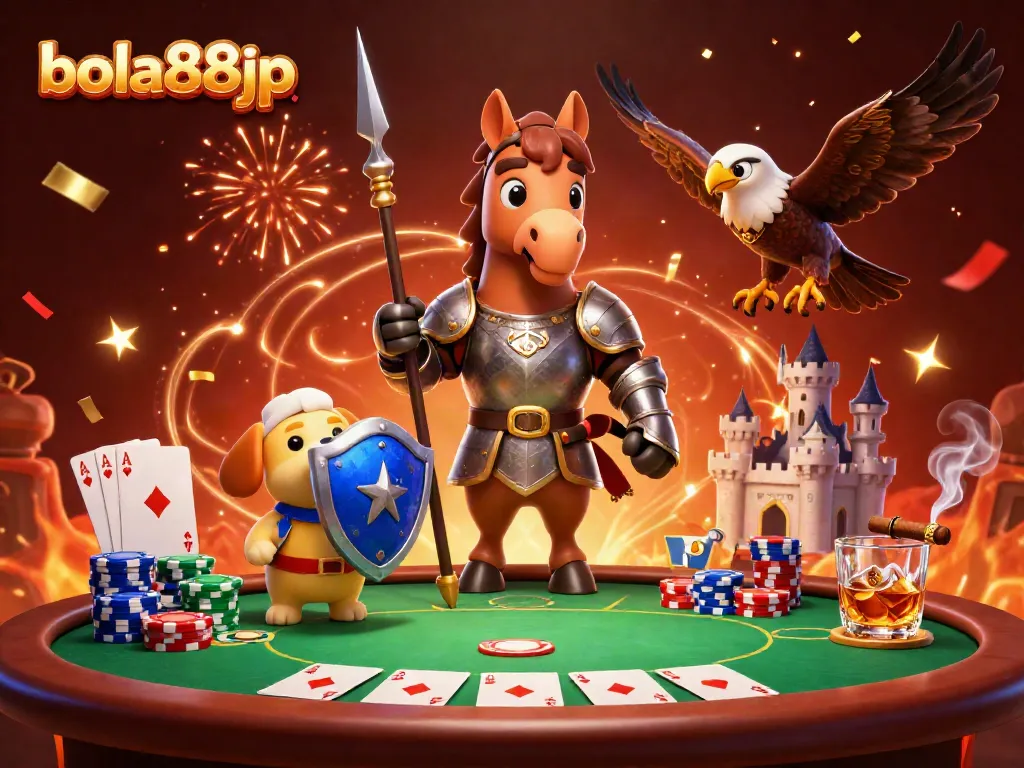 Engage with exhilarating bets at bola88jp, featuring an engaging medieval knight scene with casino elements.