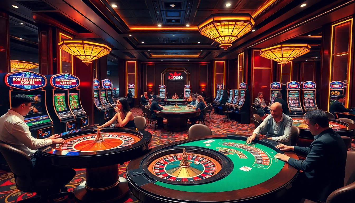 SODO66 players enjoy exciting moments at a luxurious casino table with cards and chips.