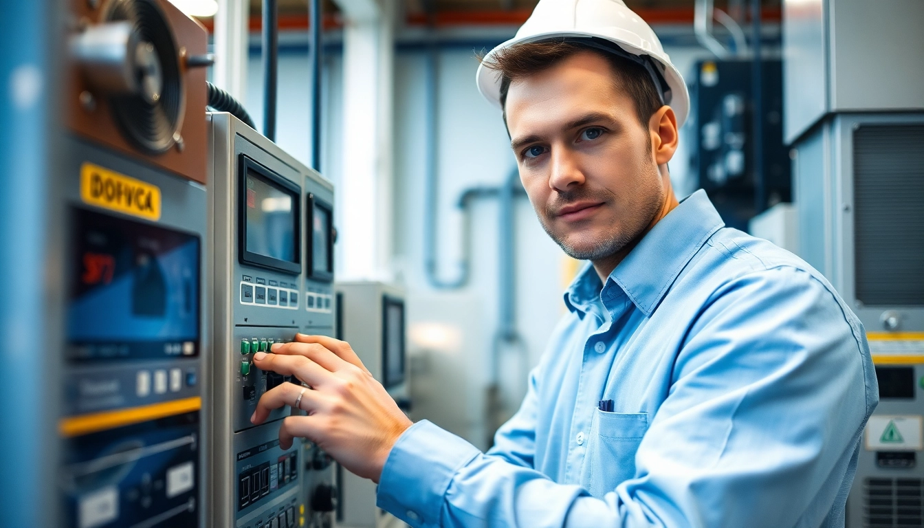 Technician conducting a DGUV V3 Prüfung on electrical devices, ensuring workplace safety.