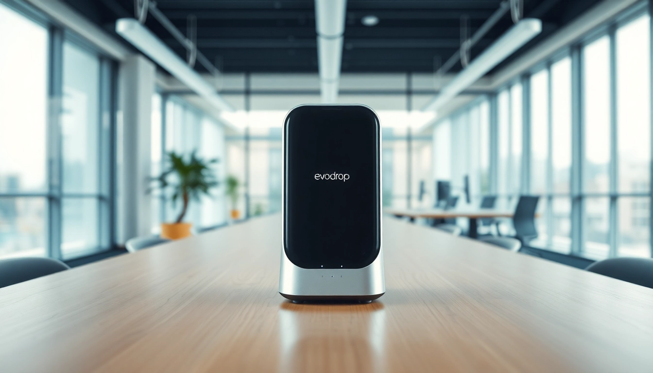 Evodrop Beobachter in a sleek office environment showcasing its innovative design.