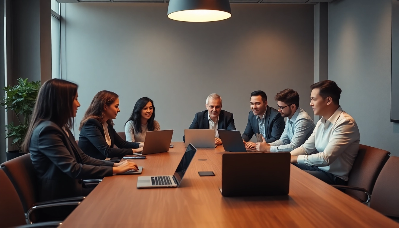 Team collaborating in a corporate space for Unternehmensberatung Hannover strategy meeting