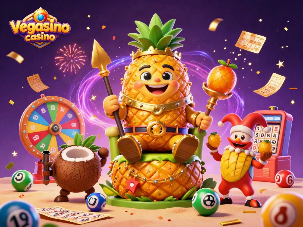Join the excitement at vegasino casino with a vibrant scene full of lively characters and games.