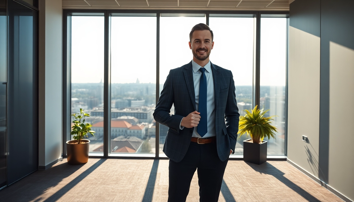 Headhunter Heidelberg: Professioneller Headhunter in modernem Büro mit Blick auf die Stadt Heidelberg.