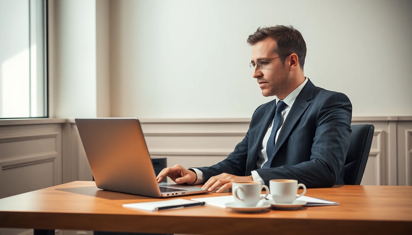 Headhunter Pflegekräfte arbeitet fokussiert in einem modernen Büro mit Laptop und Diagramm zur Personalvermittlung.