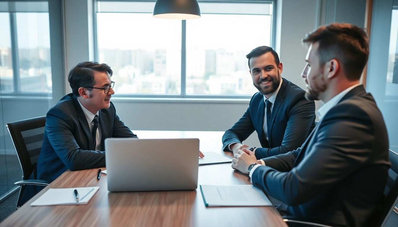 Interaktion zwischen einem Headhunter Leverkusen und einem Bewerber im modernen Büro.