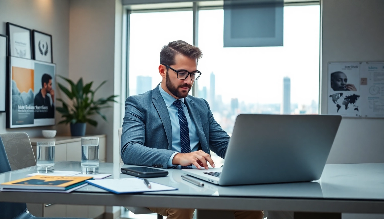 Professioneller Headhunter Sales im modernen Büro, der aktiv Talente sucht.