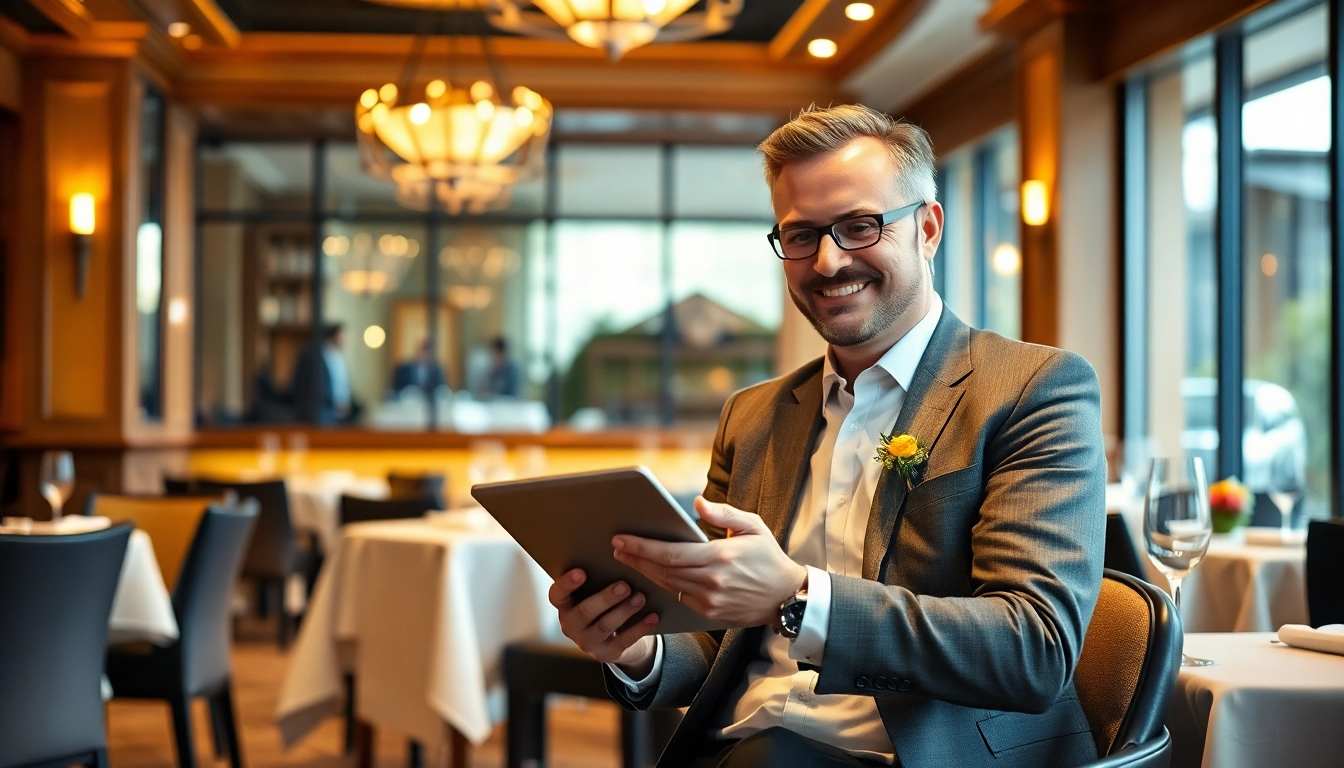 Headhunter Gastronomie bei der Arbeit in einem eleganten Restaurant.