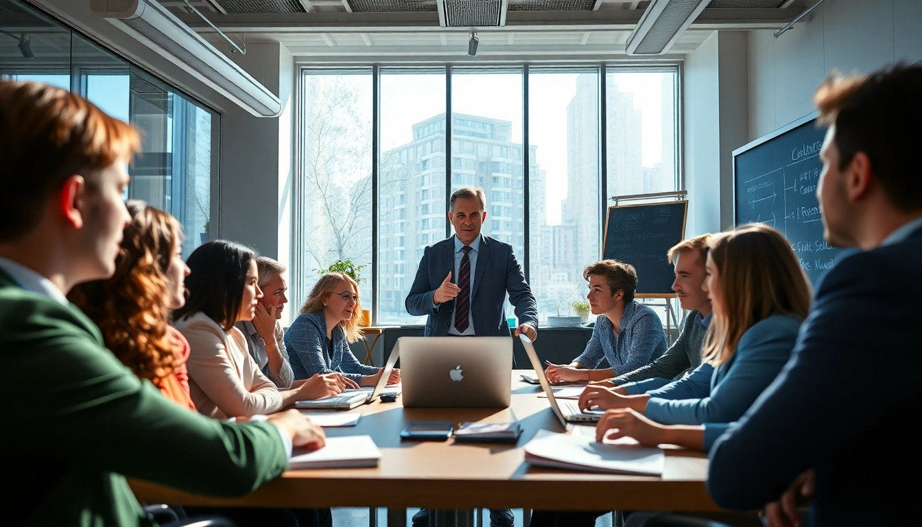 Headhunter Schweiz führt ein dynamisches Meeting mit Kandidaten in einem modernen Büro.